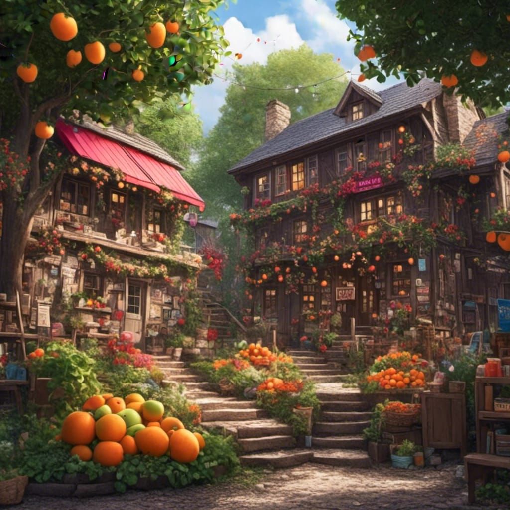 Fantastical Fruit Tree in Detailed Matte Painting