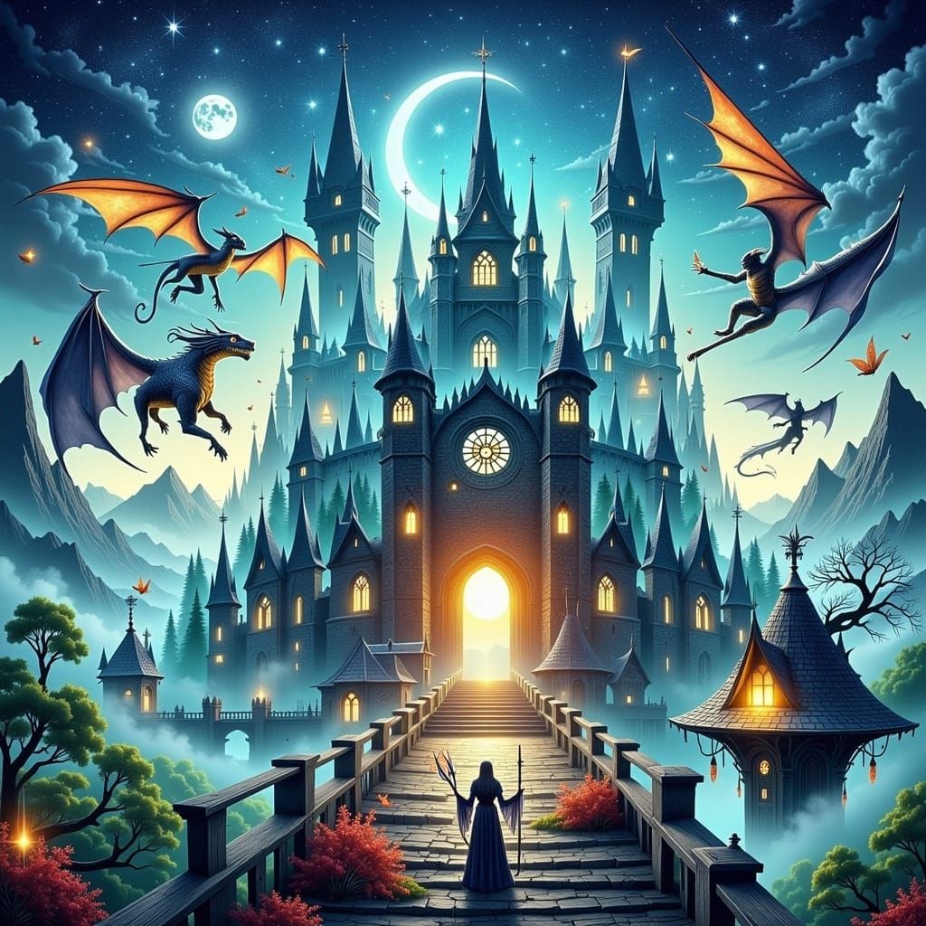 Enchanted Medieval Realm with Regal Dragon