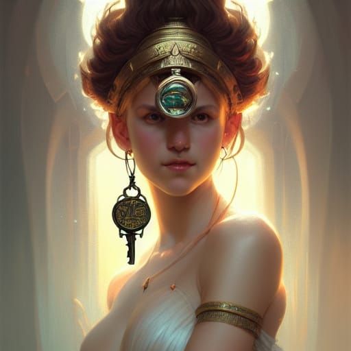 Goddesses with Lock and Key: Photorealistic Portrait