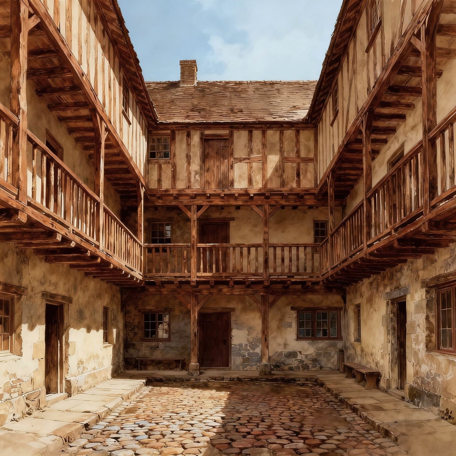 Historic 18th Century Coaching Inn Yard with Balconies