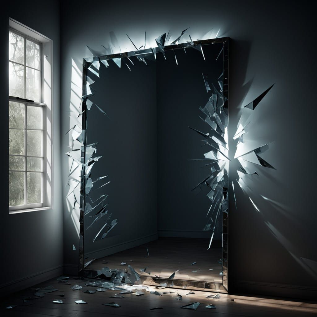 Ethereal Reflections in Shattered Glass