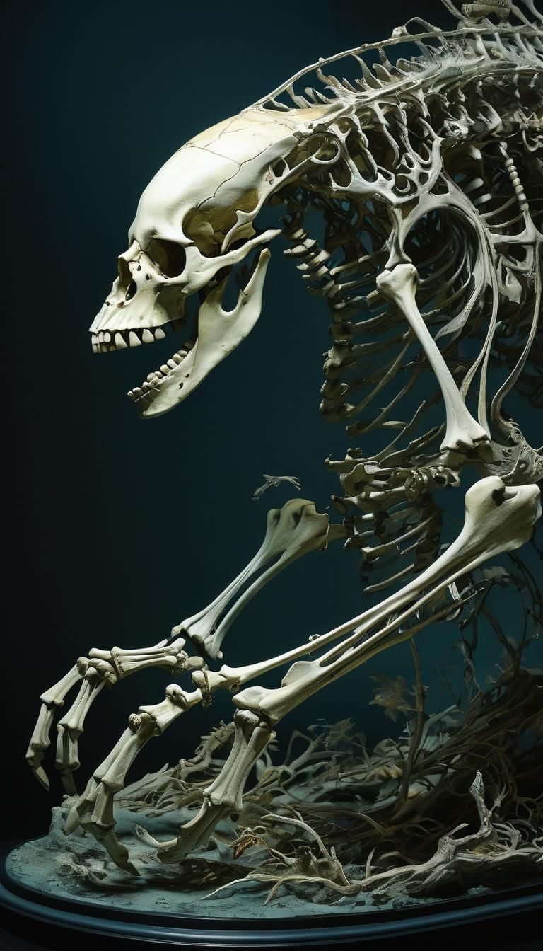 Horrific Whale Skeleton, Hyperdetailed Horror Art