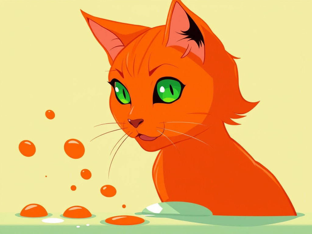 Minimalist Anime 'Paucity Brew' in Orange and Verdigris