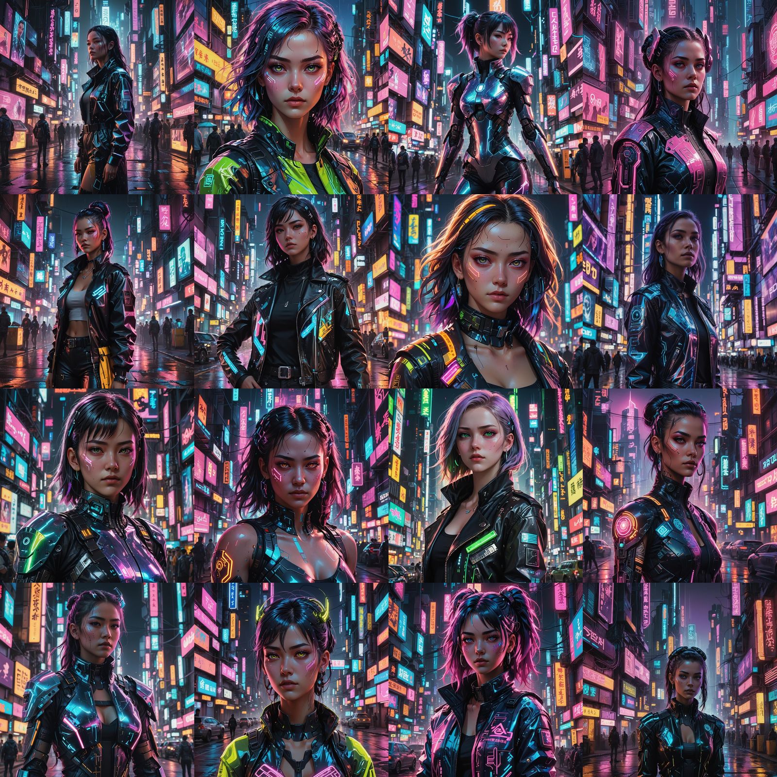 Cyberpunk Woman in Neon City, Anime Style