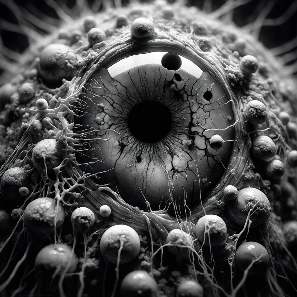 Creepy Decaying Eyeball in Vintage Horror Style
