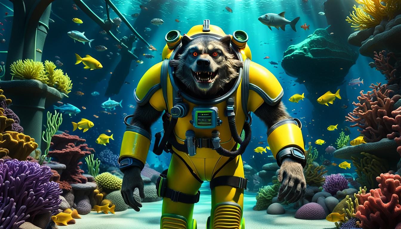 Werewolf in 4K Pixar-Inspired Aquarium Adventure
