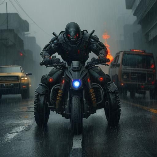 Cyberpunk Gangs Clash in Rain-Soaked Streets