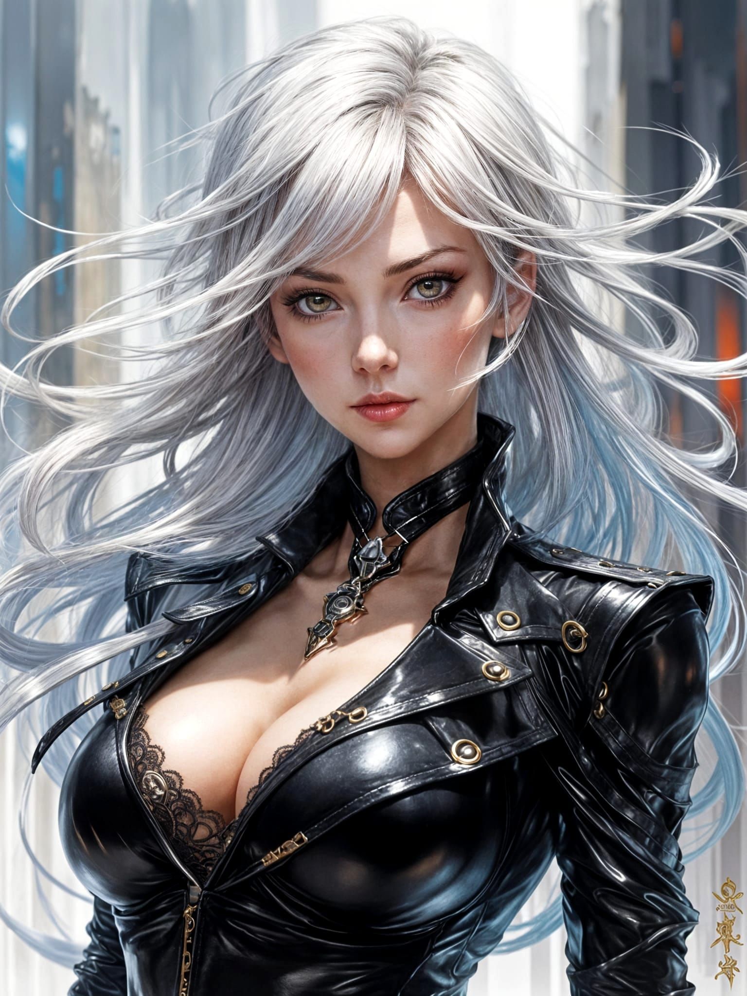 Cyberpunk Christie Goddess with White Hair