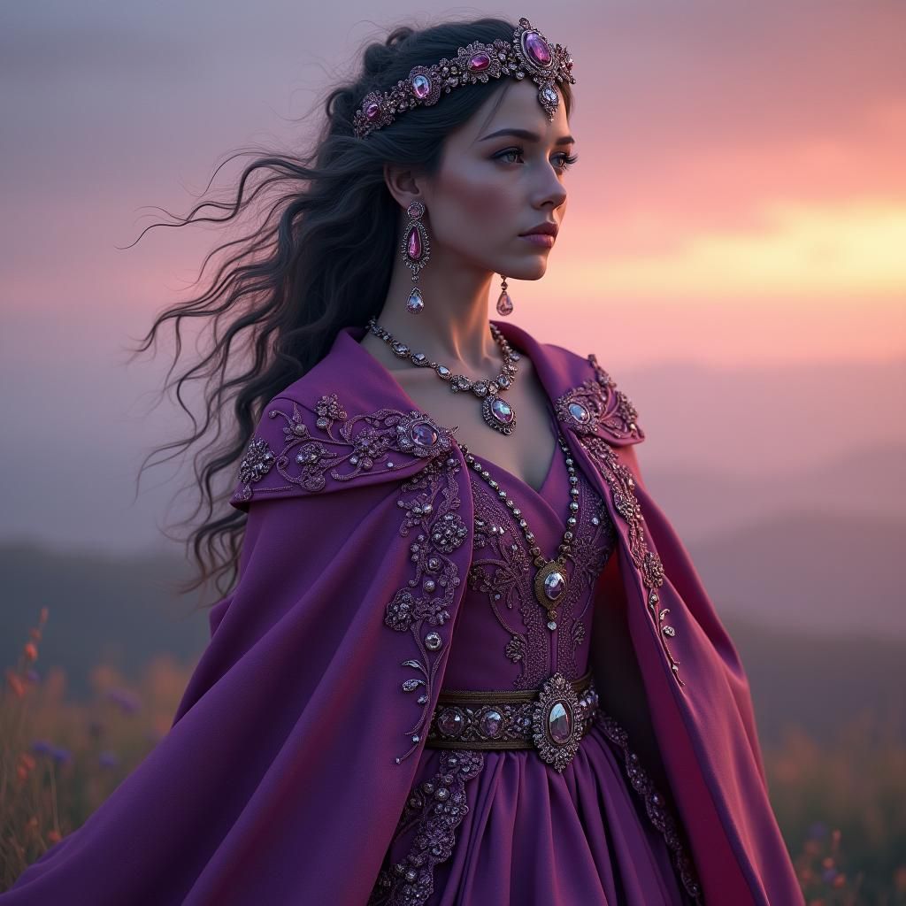 Lithuanian Goddess Portrait in Maximalist Digital Art Style