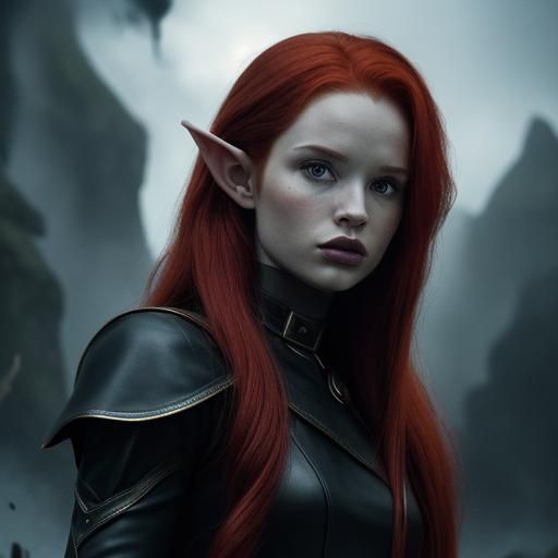 Madelaine Petsch as Dark Fantasy Elf in Leather