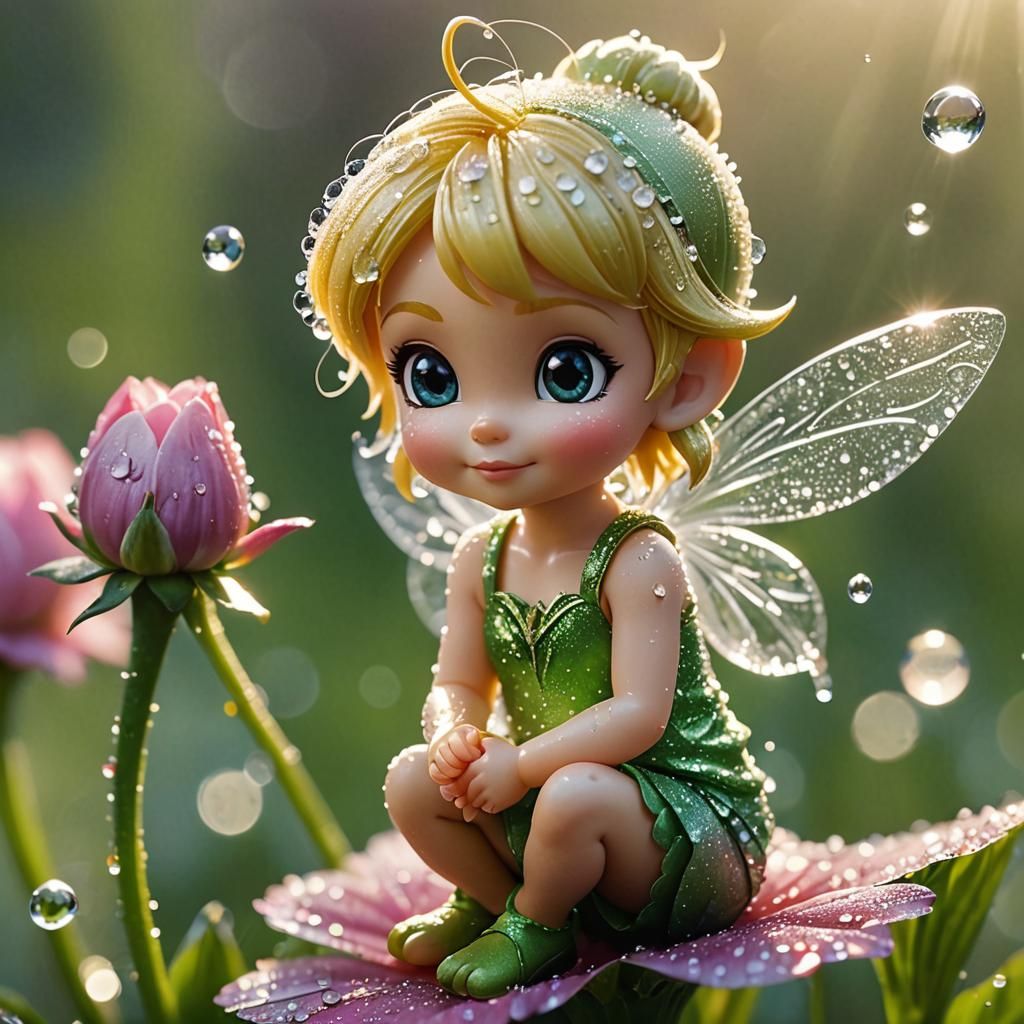 Macro Photo of Chibi Tinkerbell on Flower