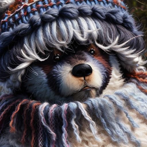 Adorable Knitted Teddy Bear with Mohawk