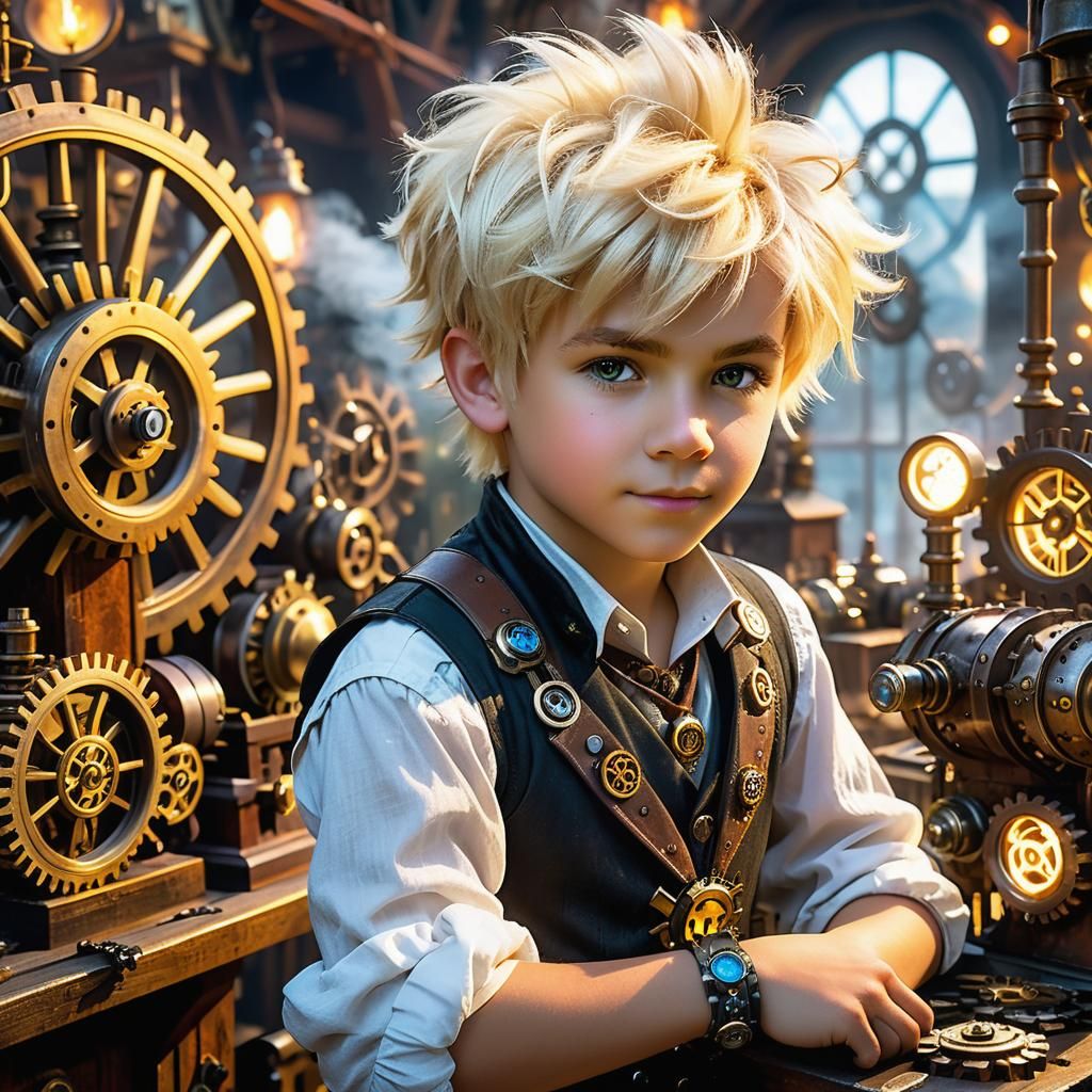 Magic-Punk Inventor Creates Runic Device in Workshop