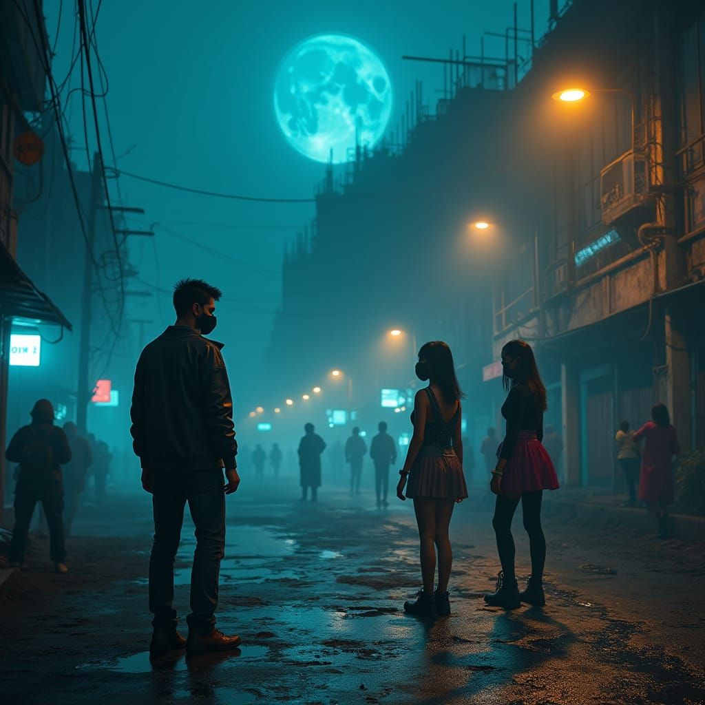 Post-Apocalyptic Dhaka City at Night
