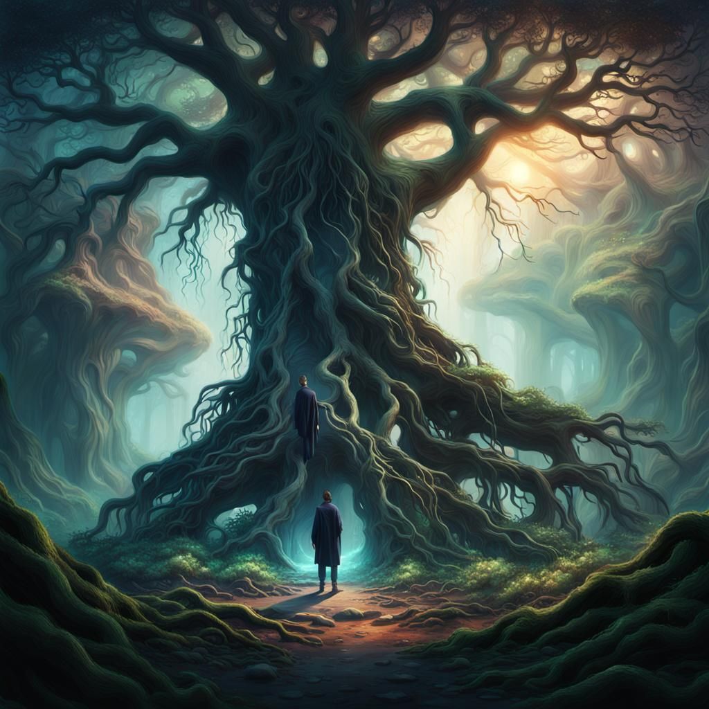 Mystical Figure at Portal: Fantasy Concept Art