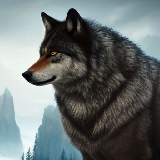 Wolf with Lightning Scars in a Plains Landscape