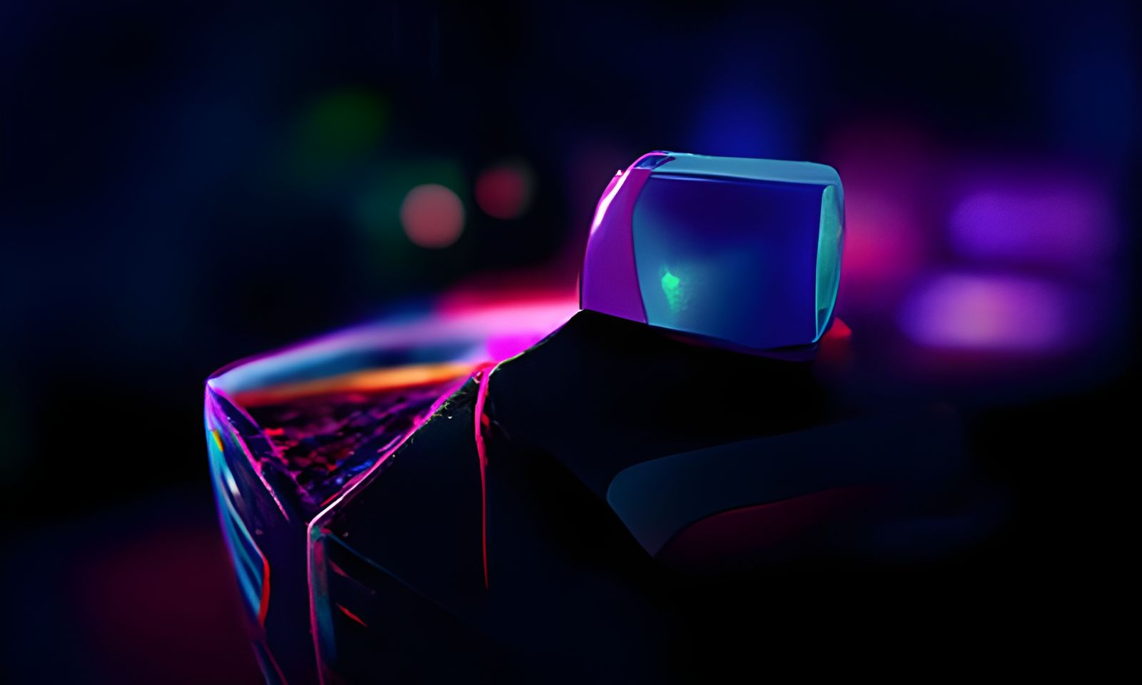 Holographic Hacker in Dystopian Future: Digital Illustration