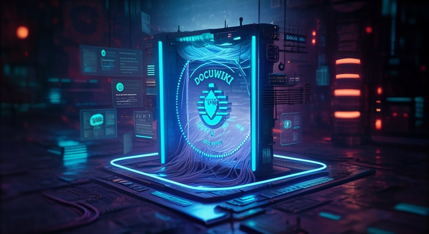 Cyberpunk Wiki Portal in Radiant Neon-Lit Cyberspace