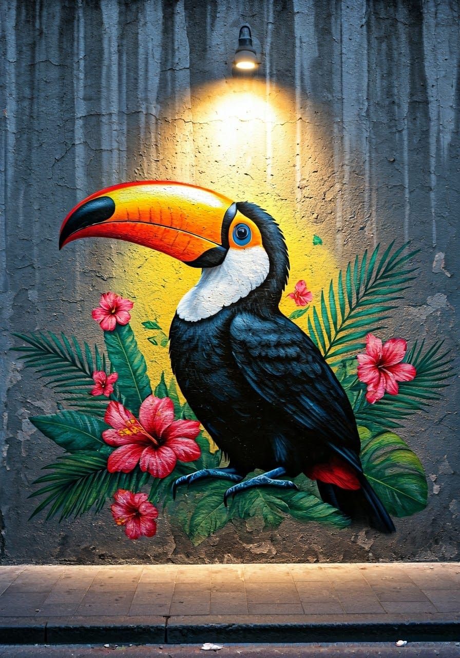 Toco Toucan in Street Art Style