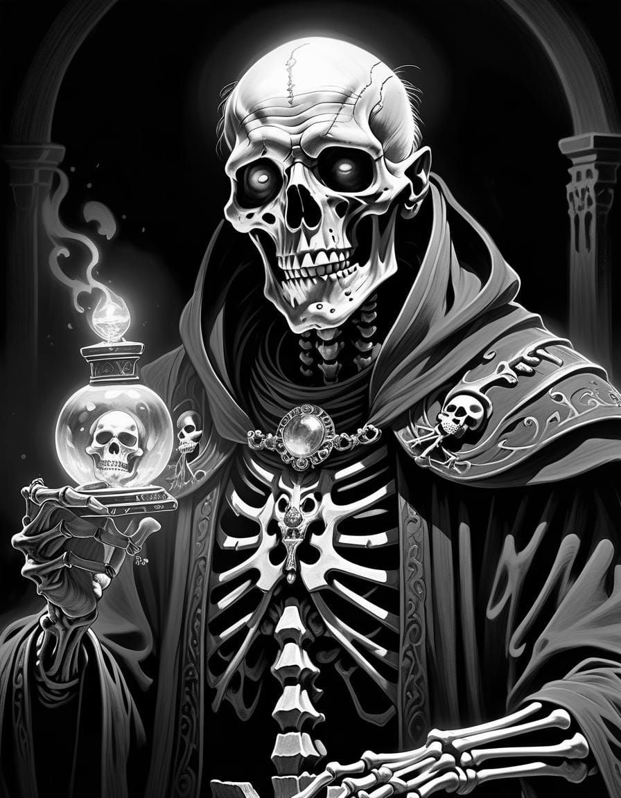 Elder Lich Fantasy Pencil Sketch in D&D Style