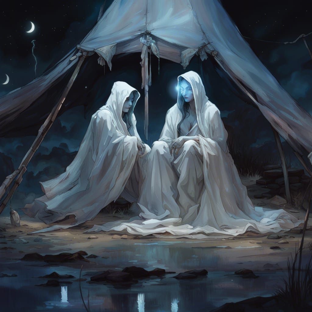 Ghosts in Moonlight: Hyperdetailed Cinematic Scene