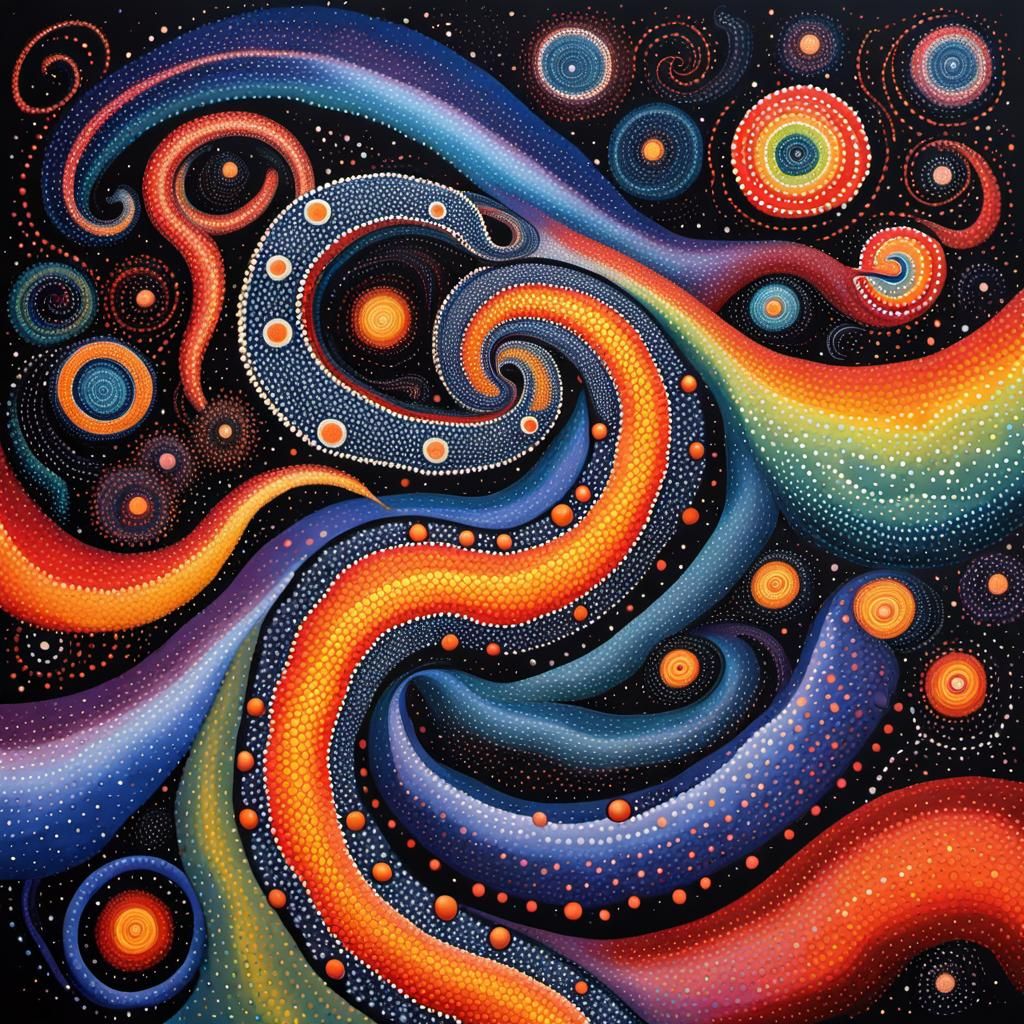 Yingarna Rainbow Serpent in Cosmic Aboriginal Art