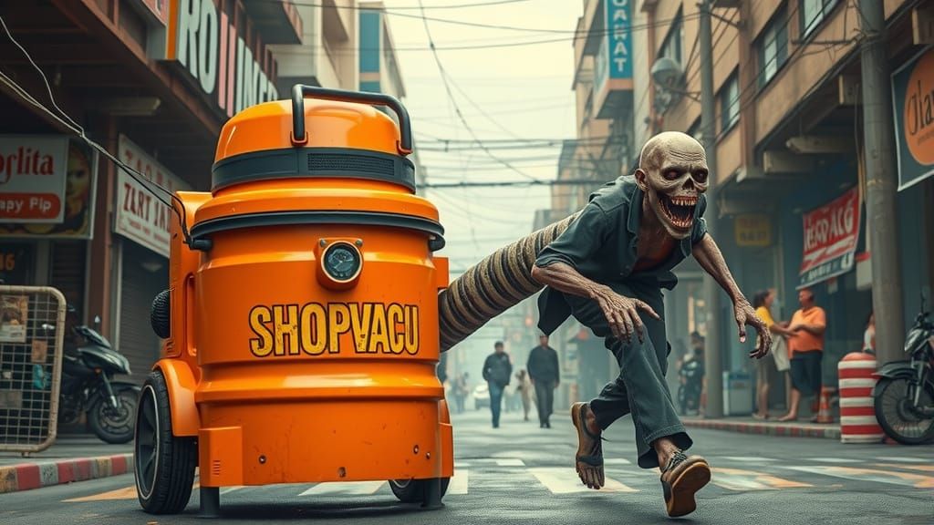 Shopvac V8 Engine Zombie Capture, in Gritty Industrial Style