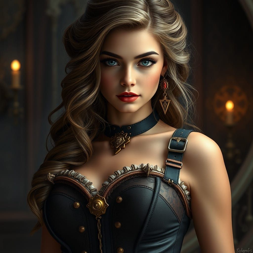 Sensual Steampunk Siren in Victorian Corset