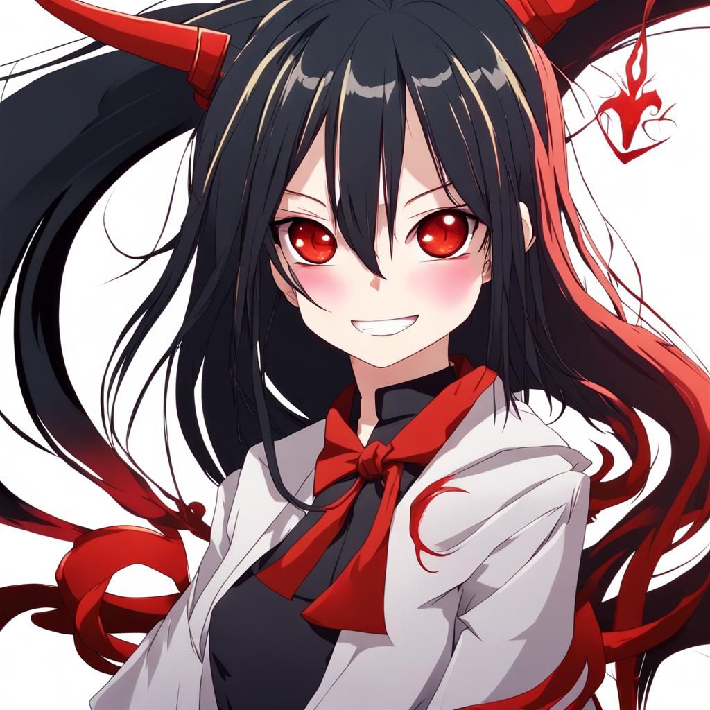 Anime Girl with Red Skin and Horns