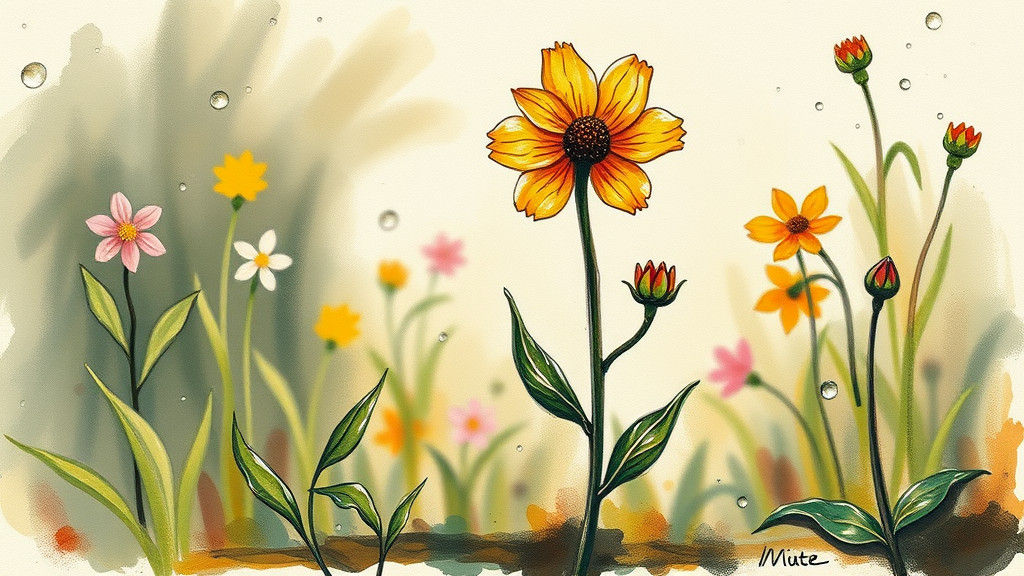 Charming Dew-Kissed Flower in Surrealist Style