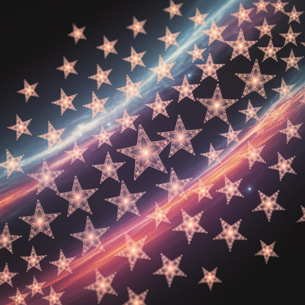 Cosmic Digital Art Piece with Swirling Nebulae and Glowing S...