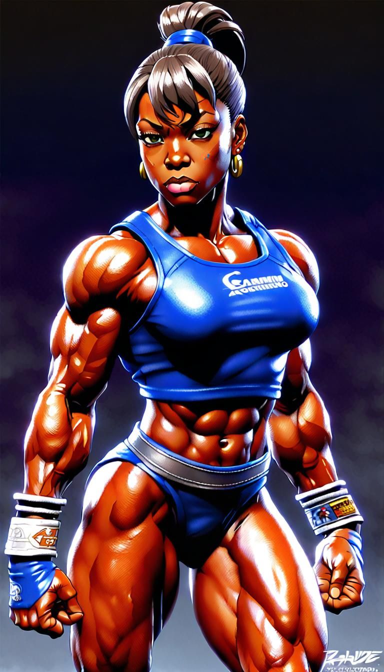 Female Bodybuilder as 90s Anime Fighter