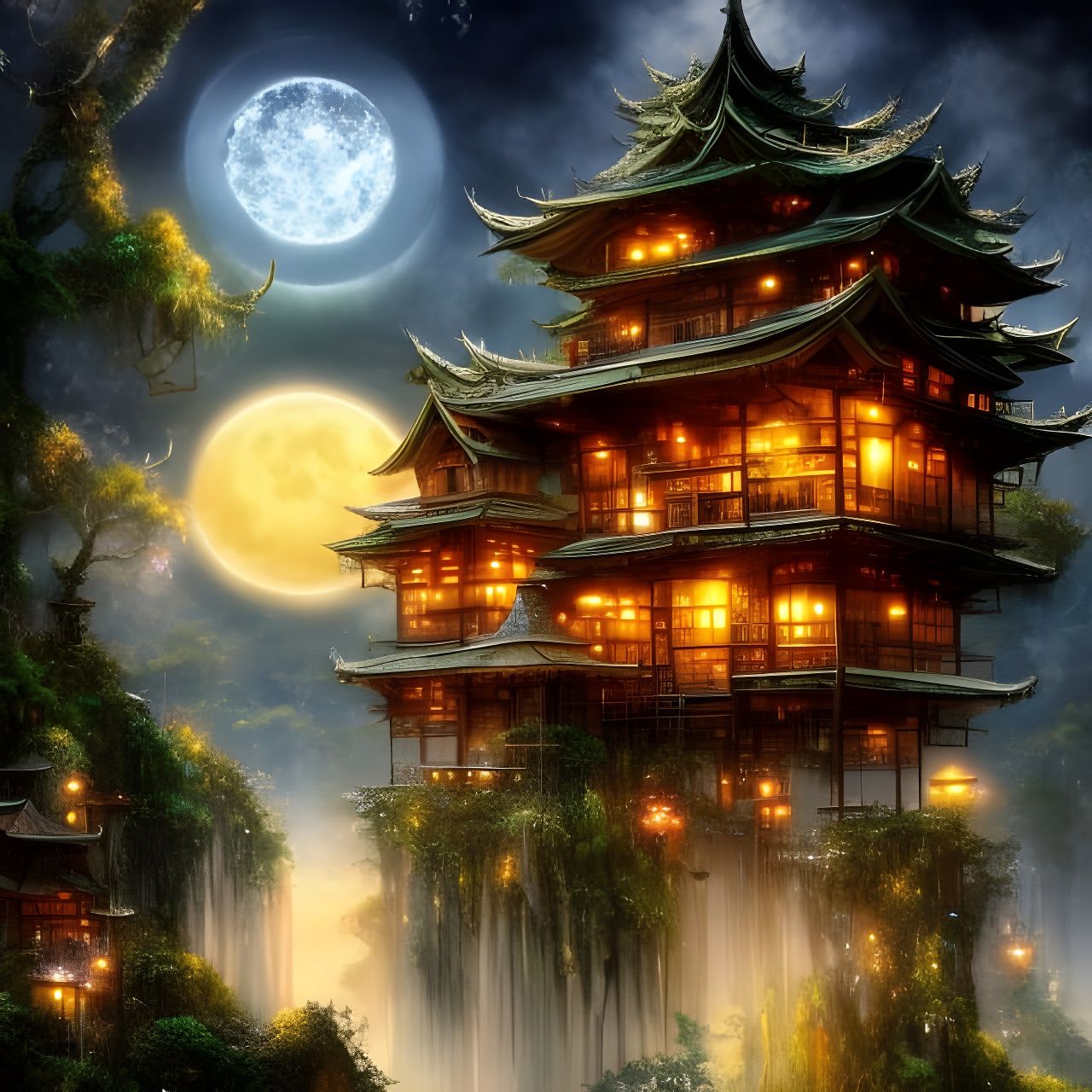 Double Moon Bonsai Village in Clockpunk Style