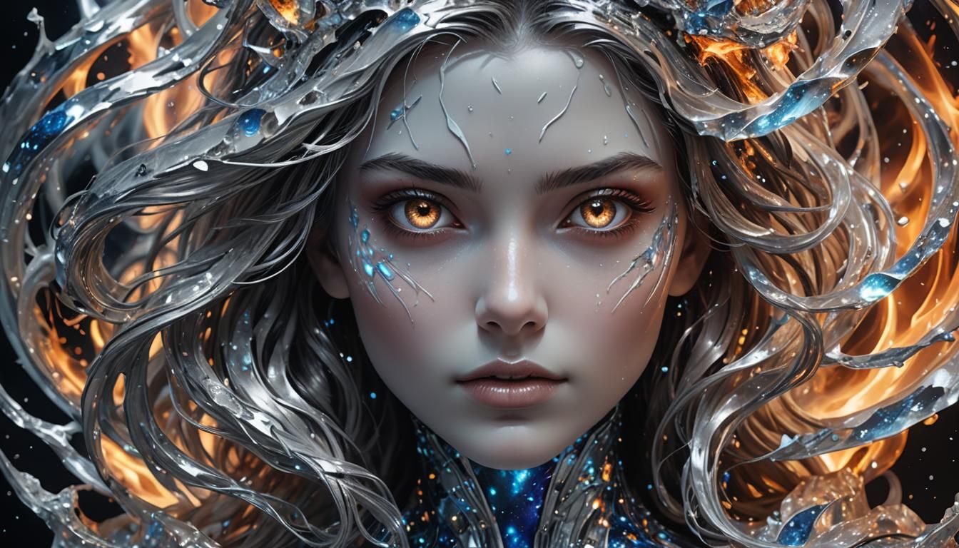 Galactic Beauty Emanating Love in Oil Painting Style