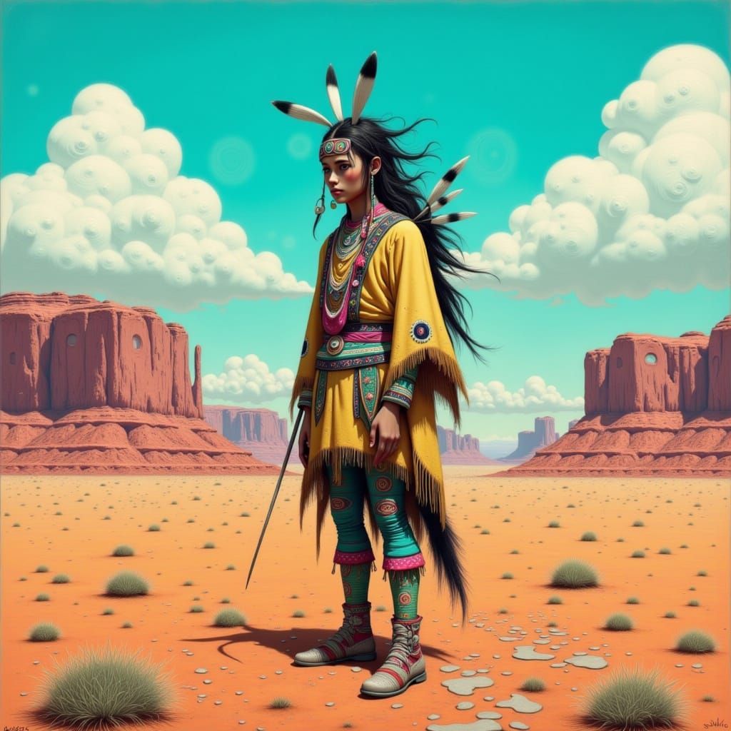 Coyote-Man in Desert Landscape: Whimsical Digital Art