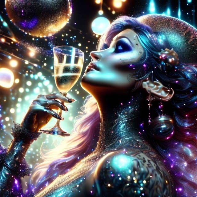 New Year's Eve Ball Drop in NYC with Ethereal Woman