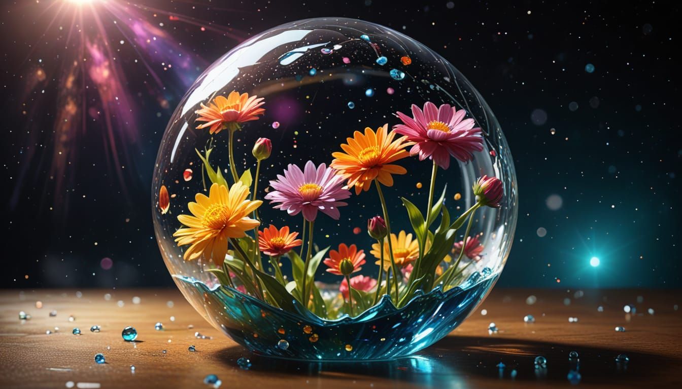 Floating Floral Orb in Space: Concept Art