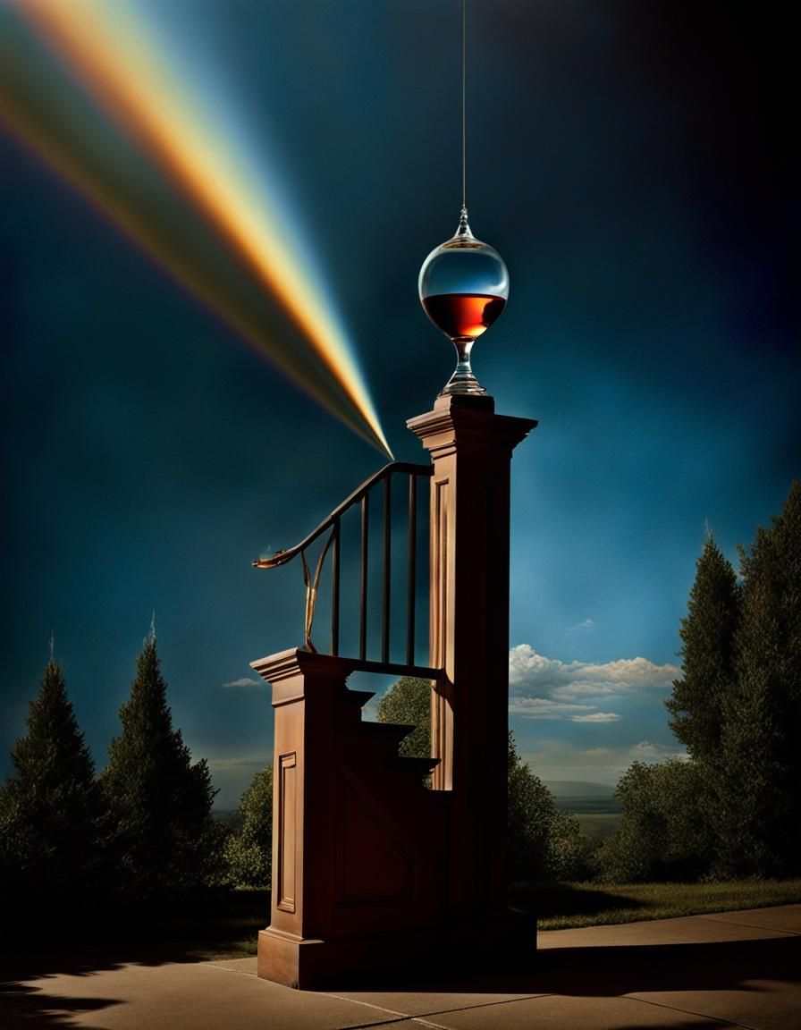 Atmospheric Castle Reflection in Trompe-l'oeil Style