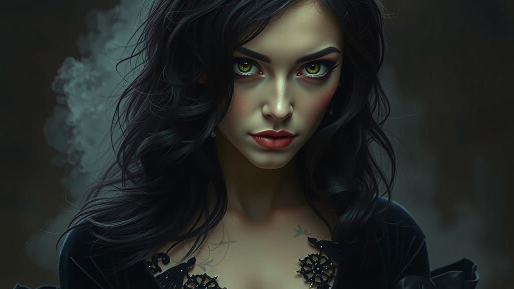 Ethereal Gothic Siren in Velvet Darkness
