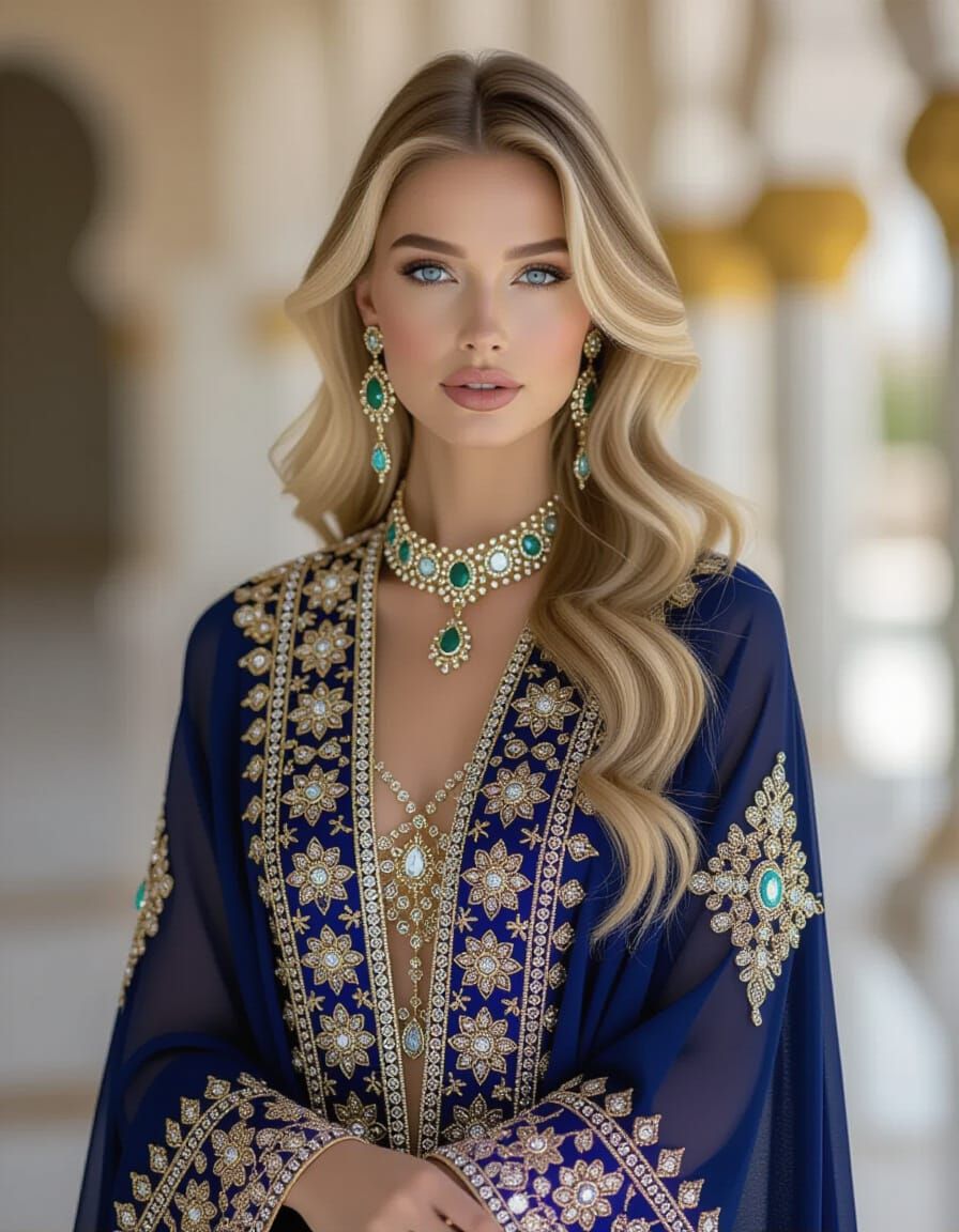 Modern Royal Abaya with Jewel Tones