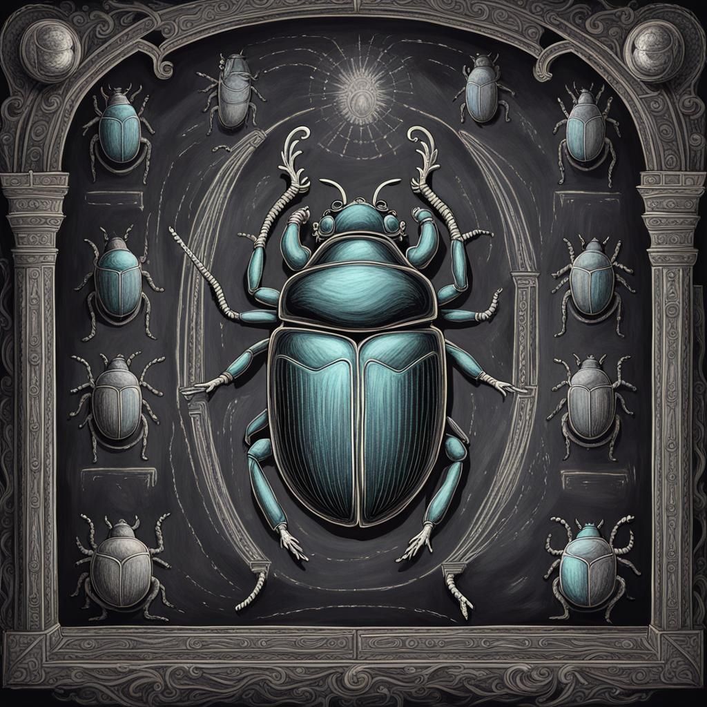 Neoclassical Scarab Beetles in Psychedelic Liminal Space