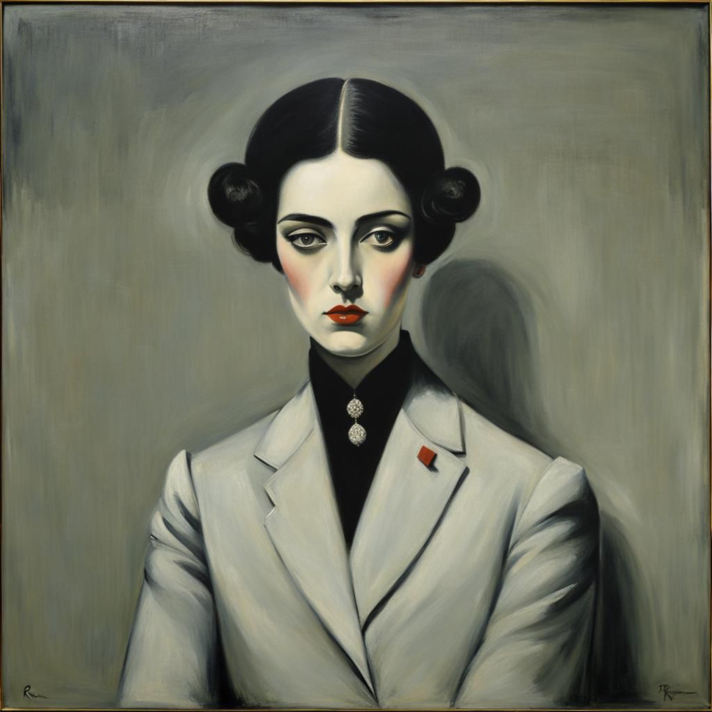 Impassive Poker Face Portrait in Oil