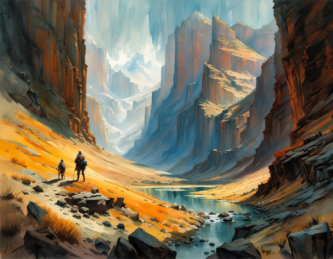 Deep Canyons in Stylized Watercolor Visuals