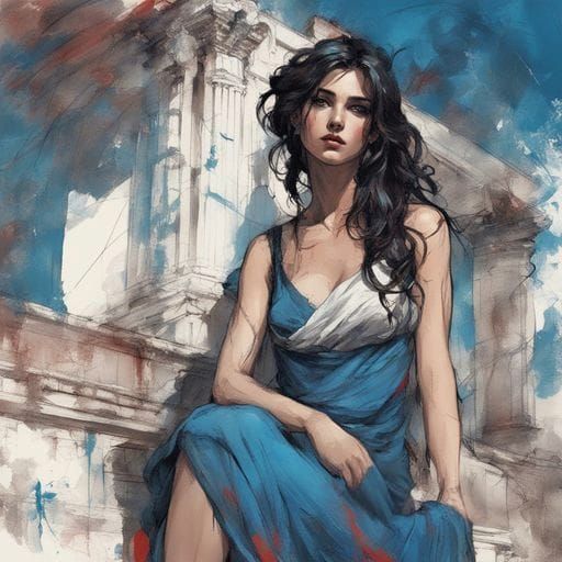 Tired Greek Girl Portrait in 19th Century Style