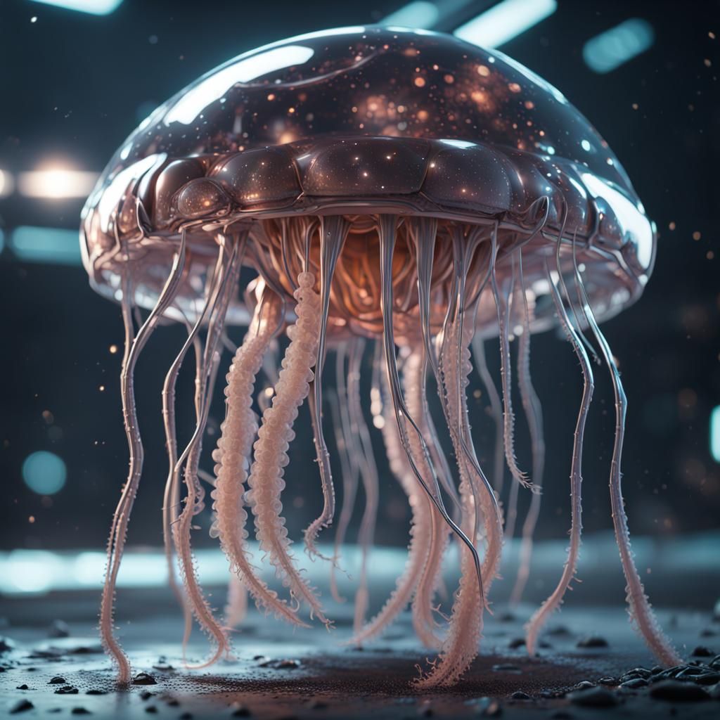 Futuristic Jellyfish with Intricate Mech Details