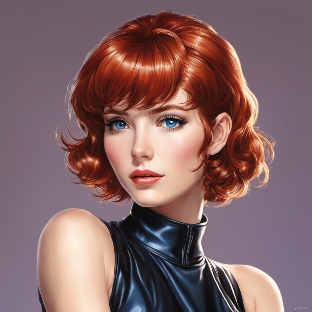 Anime Portrait of a Woman with Red Hair
