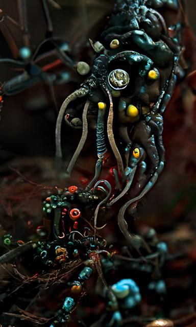 Biopunk Octopus Robot Diorama in Digital Art Style