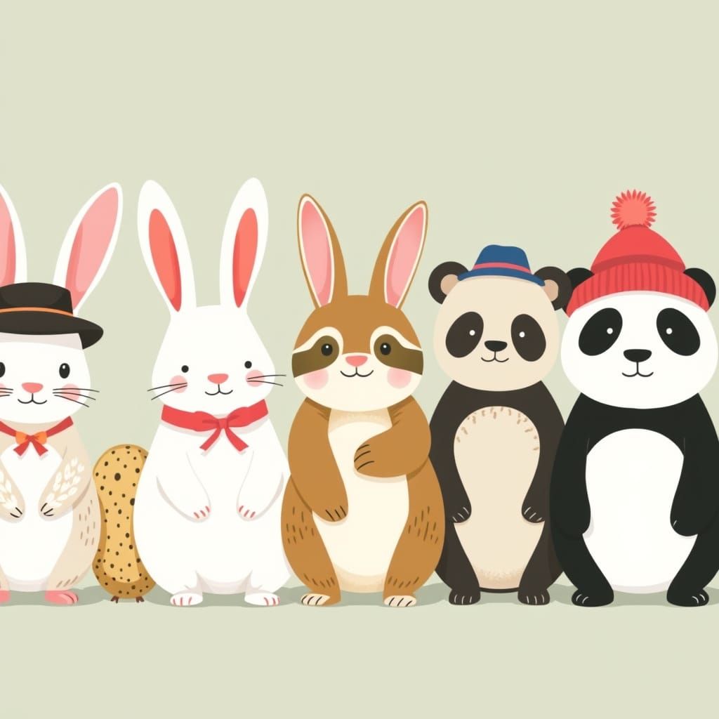 Animals in Hats: Whimsical Illustration