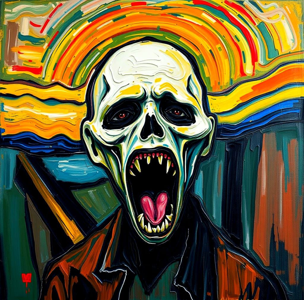 Expressionist Ghostface Oil Painting in Neo-Impressionism St...