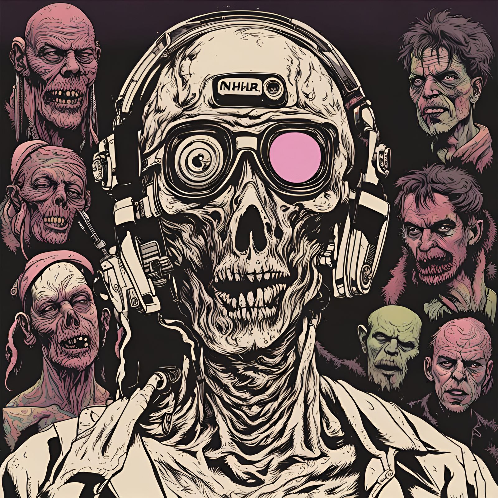 Blunted Head Techno Warrior in Acid Style